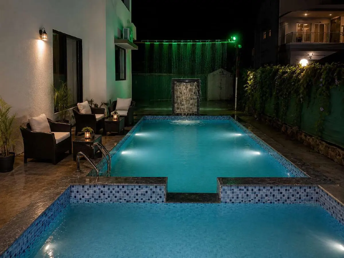 Private swimming pool at Shuubh Aavishkar 2BHK Villa, a 2 BHK villa in Lonavala on rent