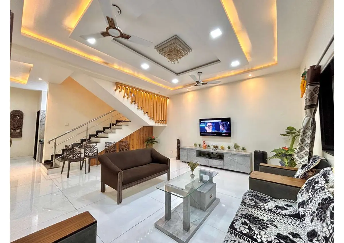 Living and lounge area in Duke's Nose Villa, a 4 BHK villa in Lonavala on rent