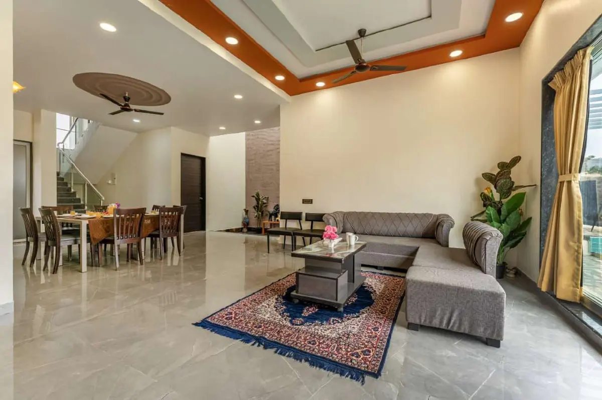 Living and lounge area in Shuubh Kaustubh 5BHK Villa, a 5 BHK villa in Lonavala on rent