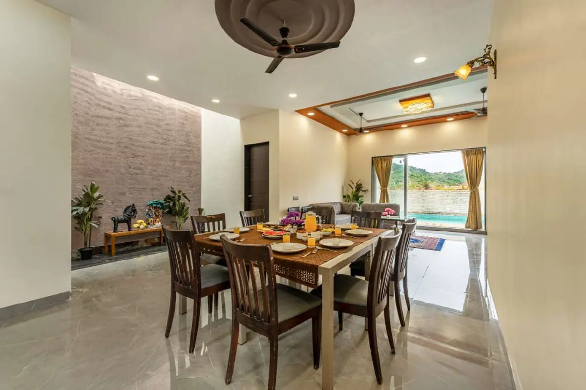 Living and lounge area in Shuubh Kaustubh 5BHK Villa, a 5 BHK villa in Lonavala on rent