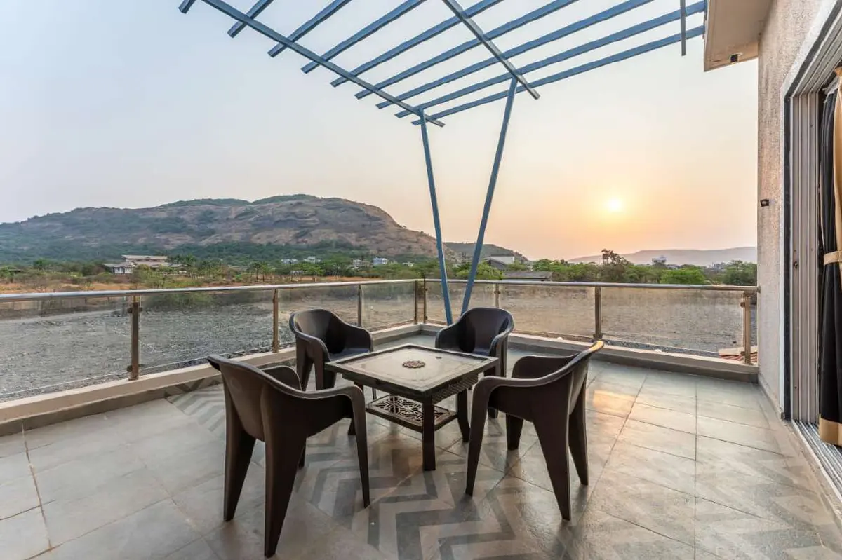 Terrace and outdoor space at Shuubh Kaustubh 5BHK Villa, a 5 BHK villa in Lonavala on rent