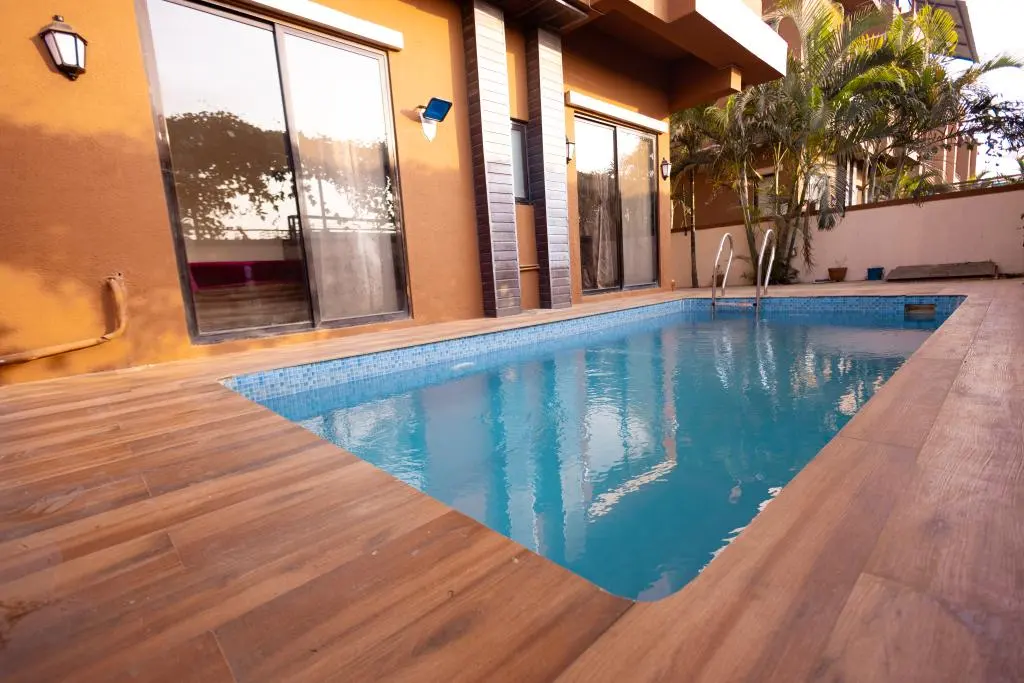 Private swimming pool at Rose Villa, a 4 BHK villa in Lonavala on rent