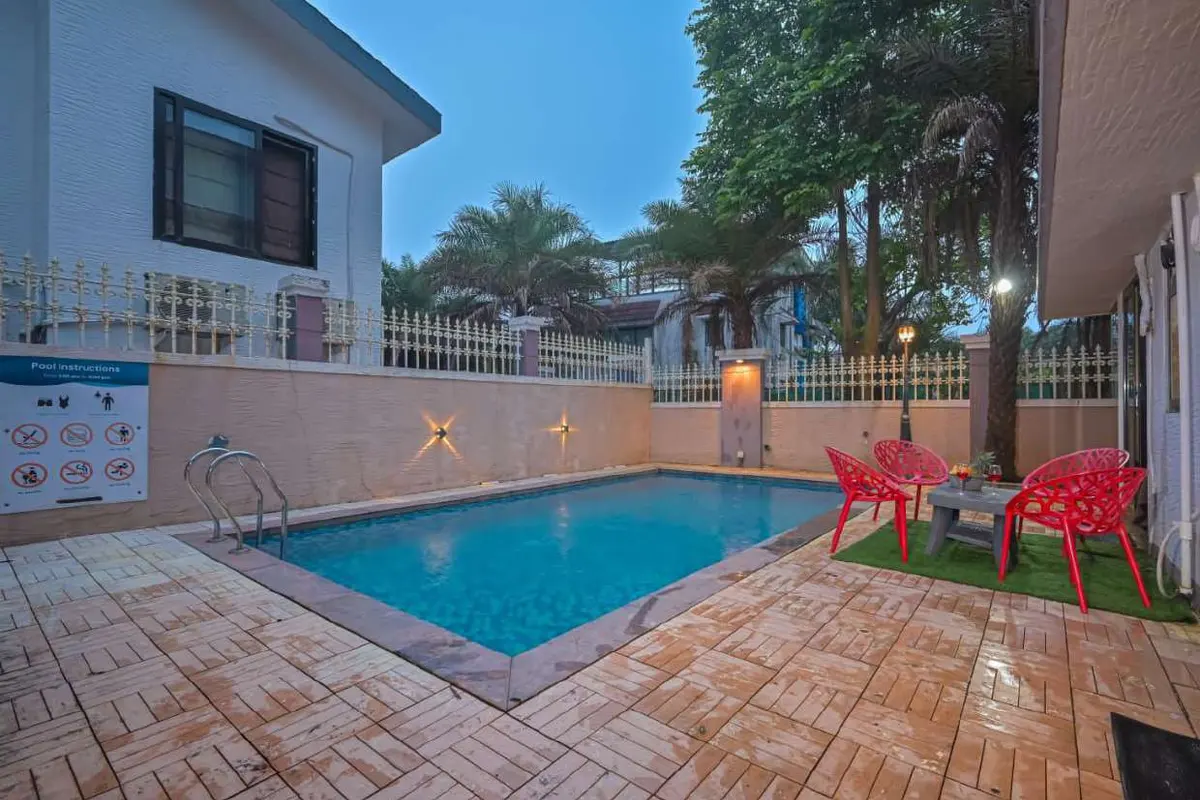Private swimming pool at Shuubh Staycation 3BHK Villa, a 3 BHK villa in Lonavala on rent