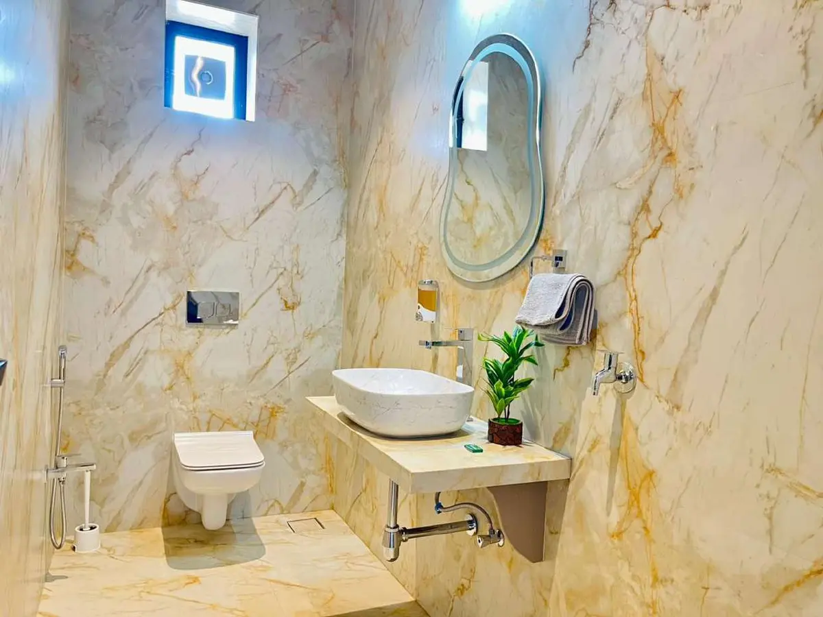 Modern bathroom in Vantara Villa, a 4 BHK villa in Lonavala on rent