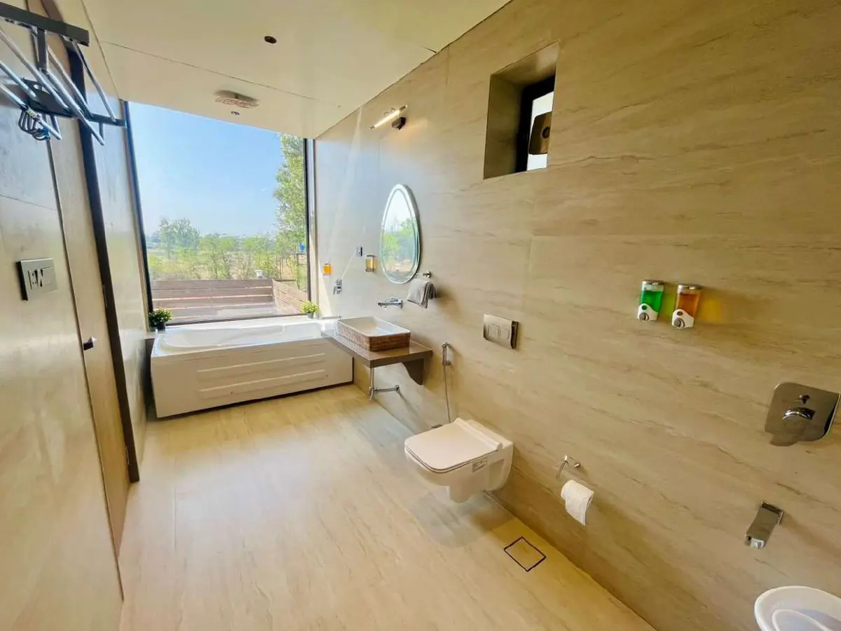 Modern bathroom in Vantara Villa, a 4 BHK villa in Lonavala on rent