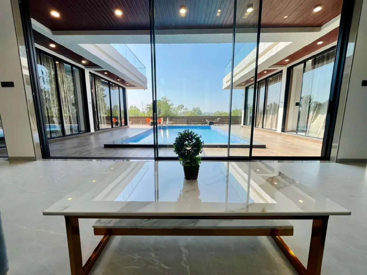Private swimming pool at Vantara Villa, a 4 BHK villa in Lonavala on rent