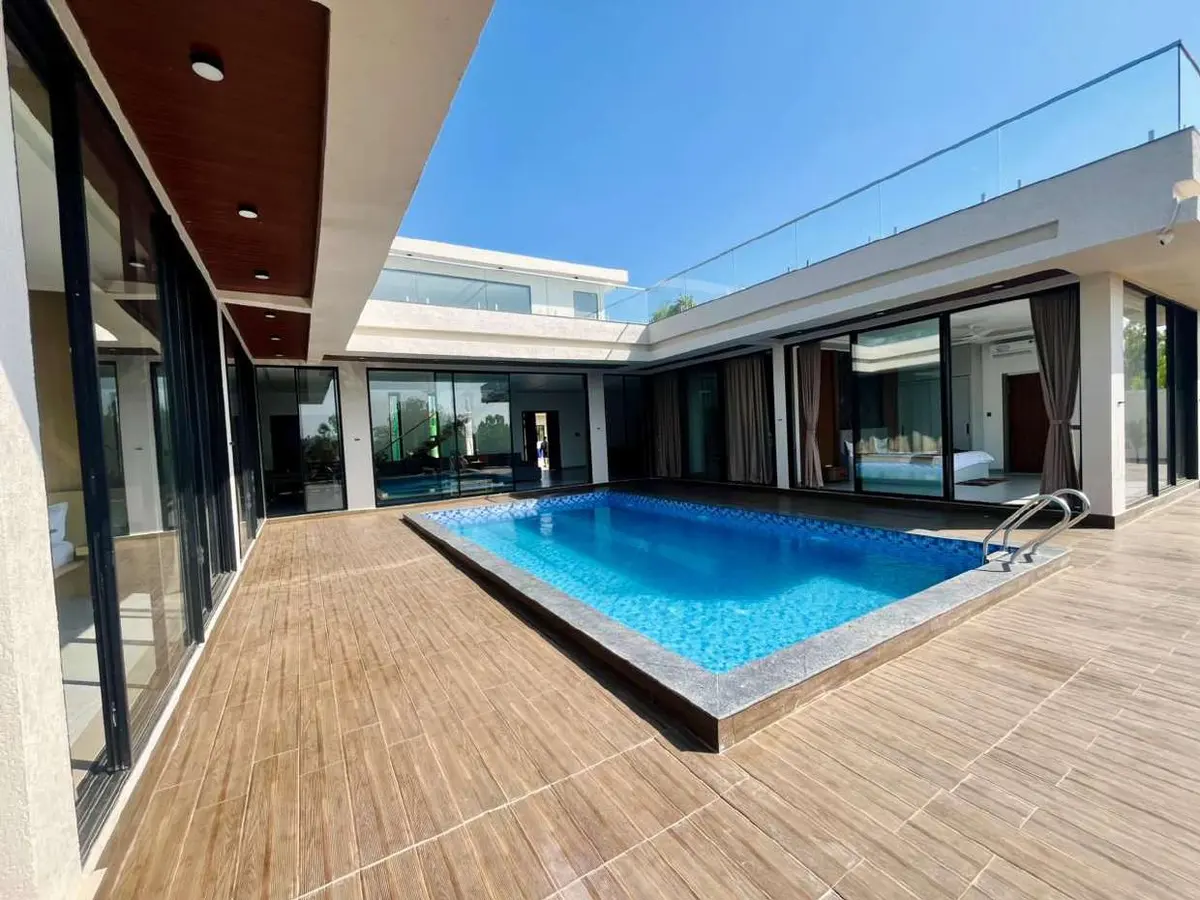 Private swimming pool at Vantara Villa, a 4 BHK villa in Lonavala on rent